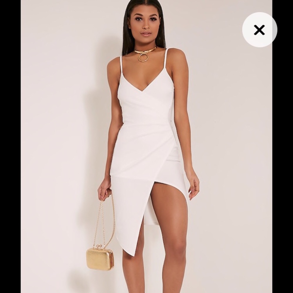 white wrap dress